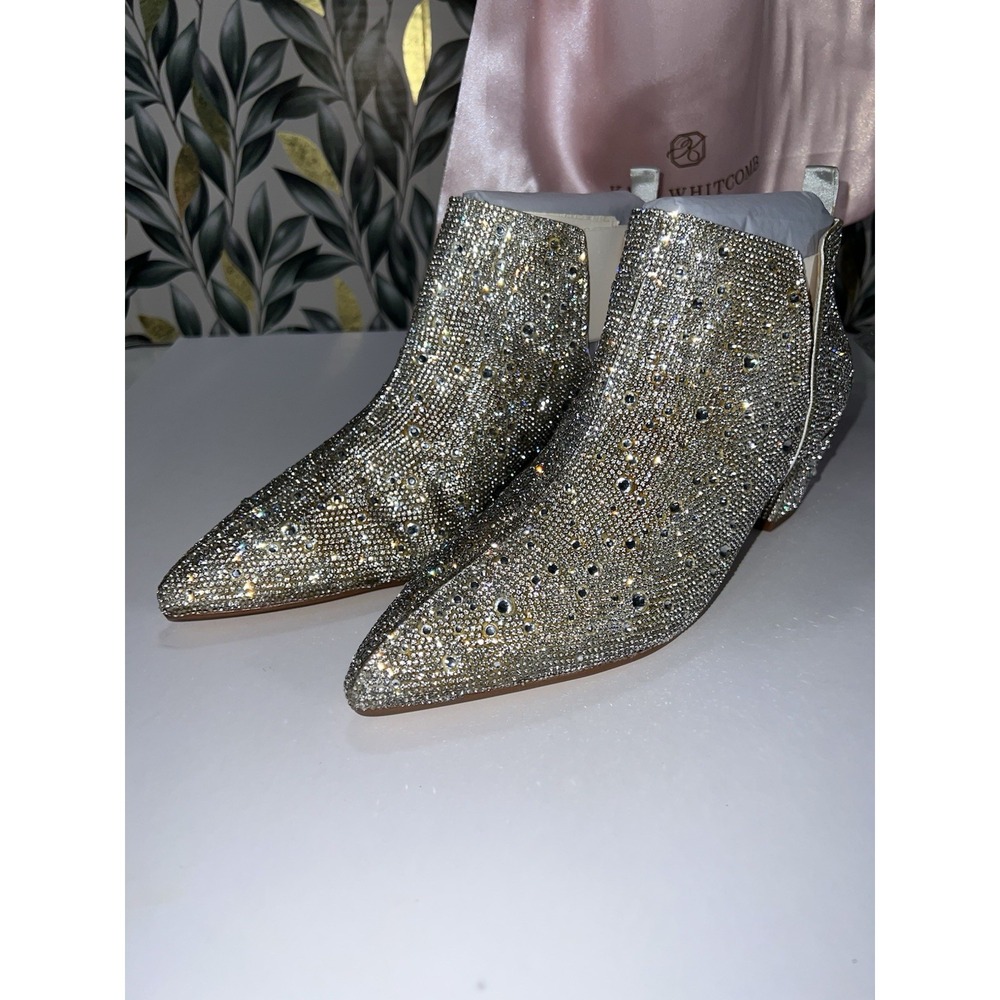 Gold Crystal Embellished Ankle Booties - Picture 2 of 7